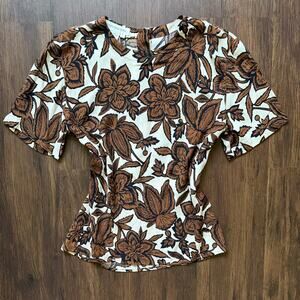 Jones New York Vintage Floral Short Sleeve Blouse Women’s Size 8